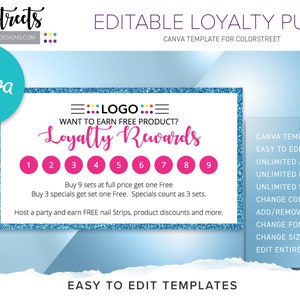 Colorstreet Loyalty Punch card, editable, template, Loyalty Punch card, editable Loyalty Punch card, Colorstreet Marketing