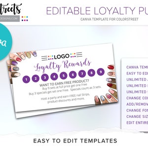 Colorstreet Loyalty Punch card, editable, template, Loyalty Punch card, editable Loyalty Punch card, Colorstreet Marketing