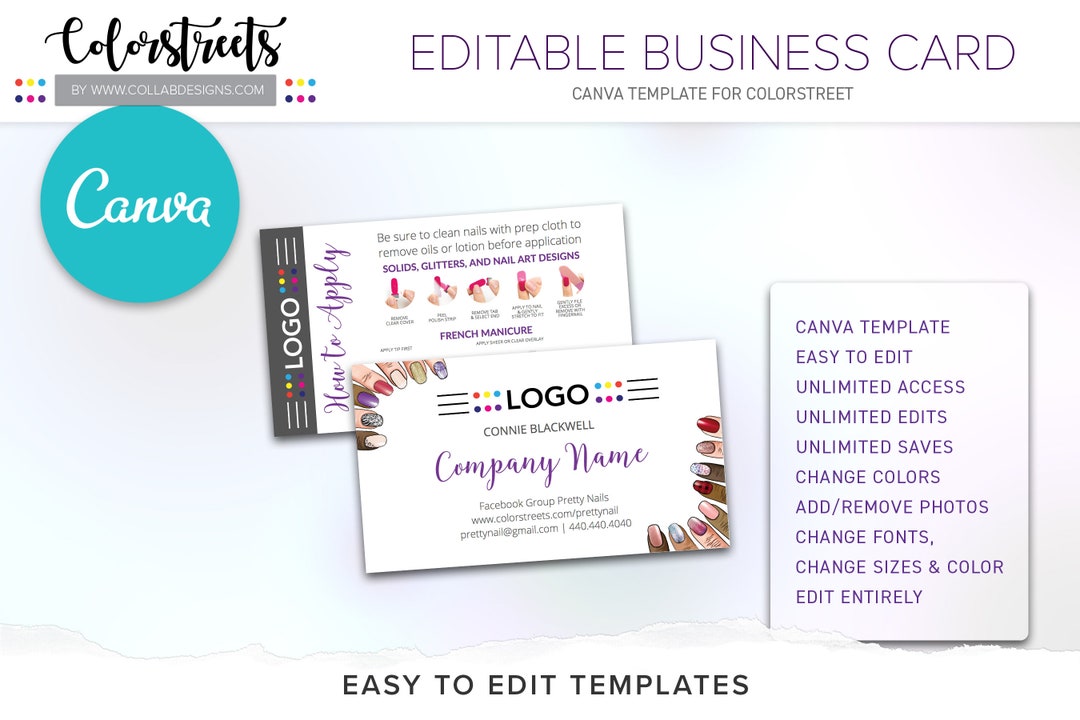 Colorstreet Business Card, Editable, Template, Business Card, Editable ...