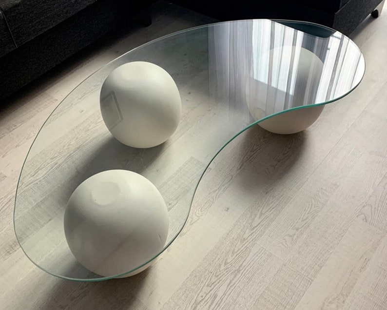Glass Coffee Table, Solid Wood Ball Feet, Wood Ball, Marble Coffee