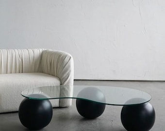 Mesa de centro de vidrio, patas de bola de madera maciza, bola de madera, pata de mesa de centro de mármol, patas de cama, bolas de madera decorativas, mesa central de sala de estar