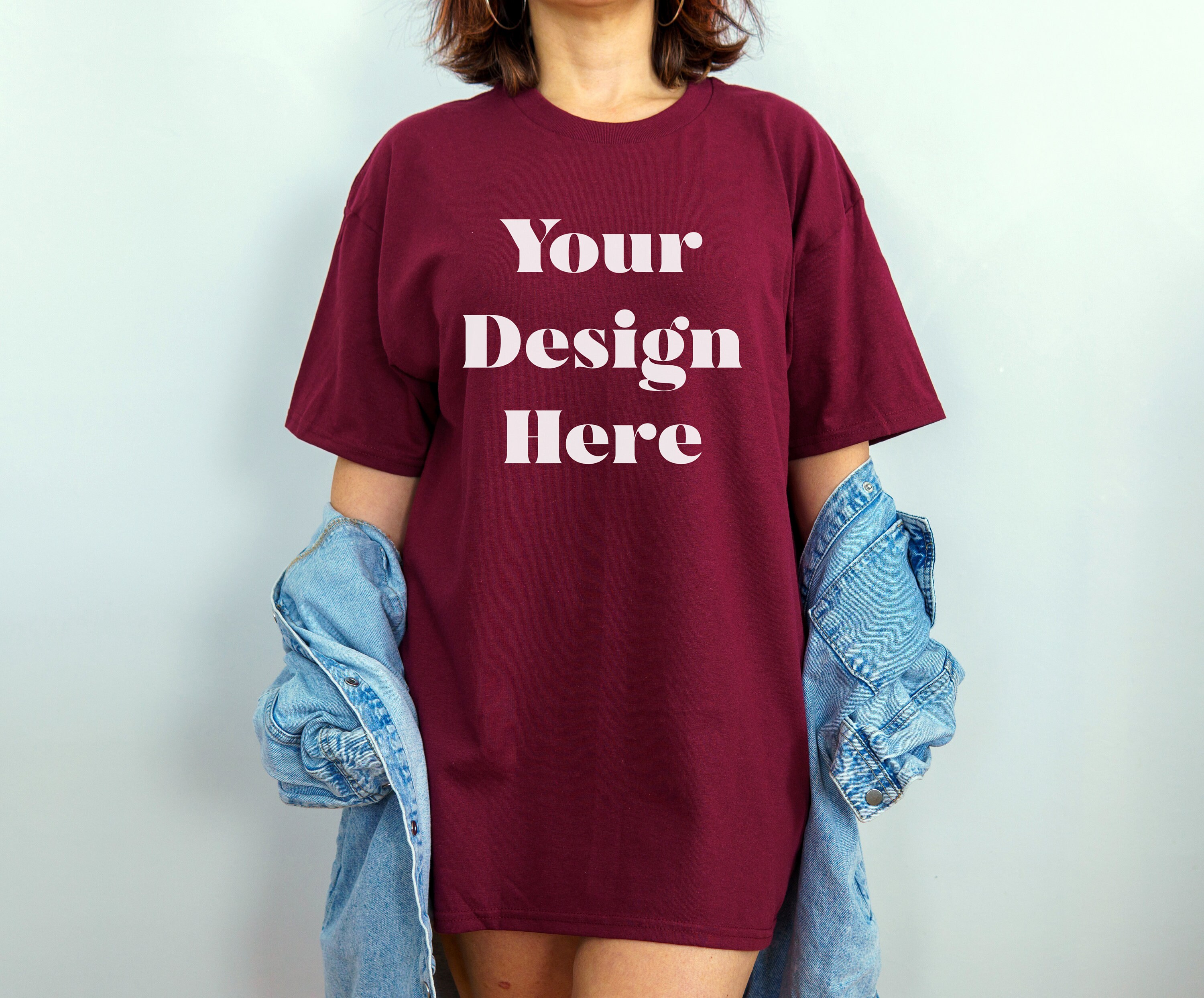 Paper & Party Supplies Oversized Shirt Mock Gildan 5000 Maroon Tee ...