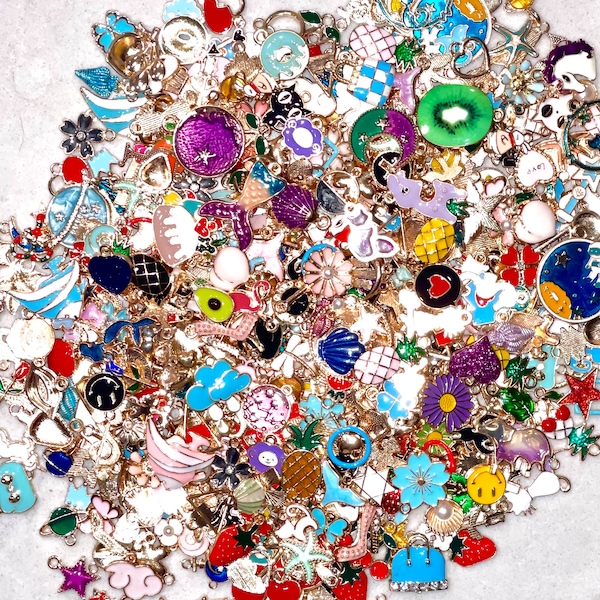 Bulk Enamel Charms, Multicolor charms , Assortment of Gold Enamel charms for Jewelry making  (Pick the charms you want)CHECK DESCRIPTION