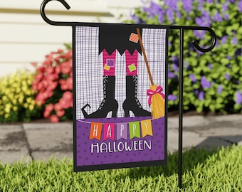 Happy Halloween Witch Flag, Halloween Garden Flag, Halloween Porch Flag, Halloween Yard Flag, Fall Yard Flag, Halloween House Banner