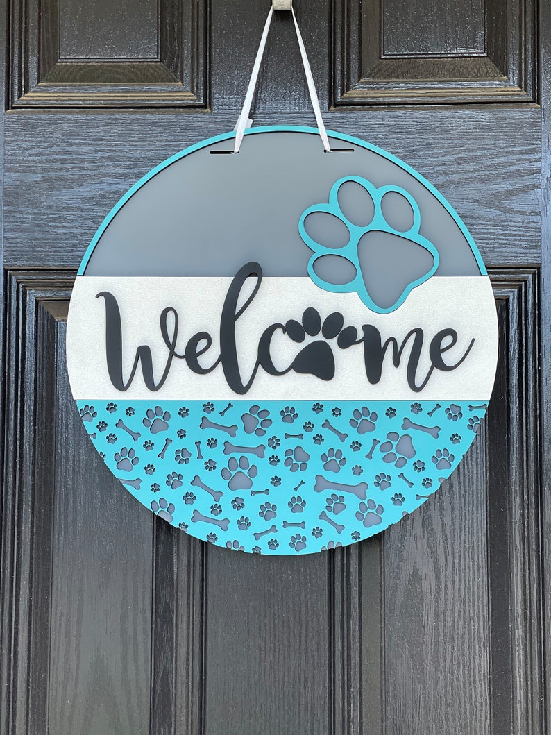 Home Dog Paw Door Sign, Friends Door Hanger With Ribbon for Hanging Etsy