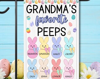 Custom Easter Grandma's Peeps Garden Flag. Grandkid Easter Flag, Peeps Flag, Grandma Gift, Mother’s Day, bunny flag, Easter Sunday, Lolly's