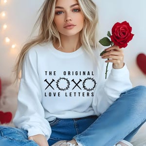 XOXO As cartas de amor originais, moletom com Jesus, camiseta com versículos da Bíblia, dia dos namorados religioso, presente para o amante de Jesus, camiseta XOXO, moletom cristão