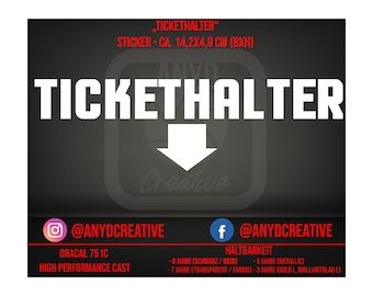 Tickethalter -  Autoaufkleber, Sticker, Fun - ca. 14,2 x 4,9 cm! 117 Farben möglich!