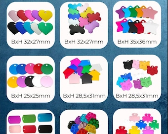 Hunde, Katze, Tiermarke Dog Tag inkl. Schlüsselring 20 mm mit Gravur! 9 Formen in jeweils 10 Farben lieferbar! Erkennungsmarke