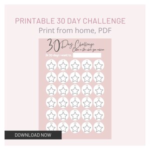 Printable 30 day challenge, saving challenge, fitness challenge