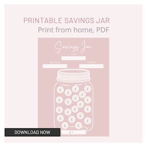 Printable savings jar, Savings jar, PDF, pound coin savings jar