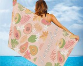 Custom Beach Towel Personalized Colourful Papaya Tropical Fruit Beach Blanket Bath Towels Outside Absorbent Shawl Birthday Graduation Gift