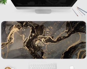 Glitter Marble Desk Mat, Extended Large Gaming Mouse Pad, Long Desk Pad with Stitched Edge, Mouse Mat Desk Pad Office Accessories Decor Gift