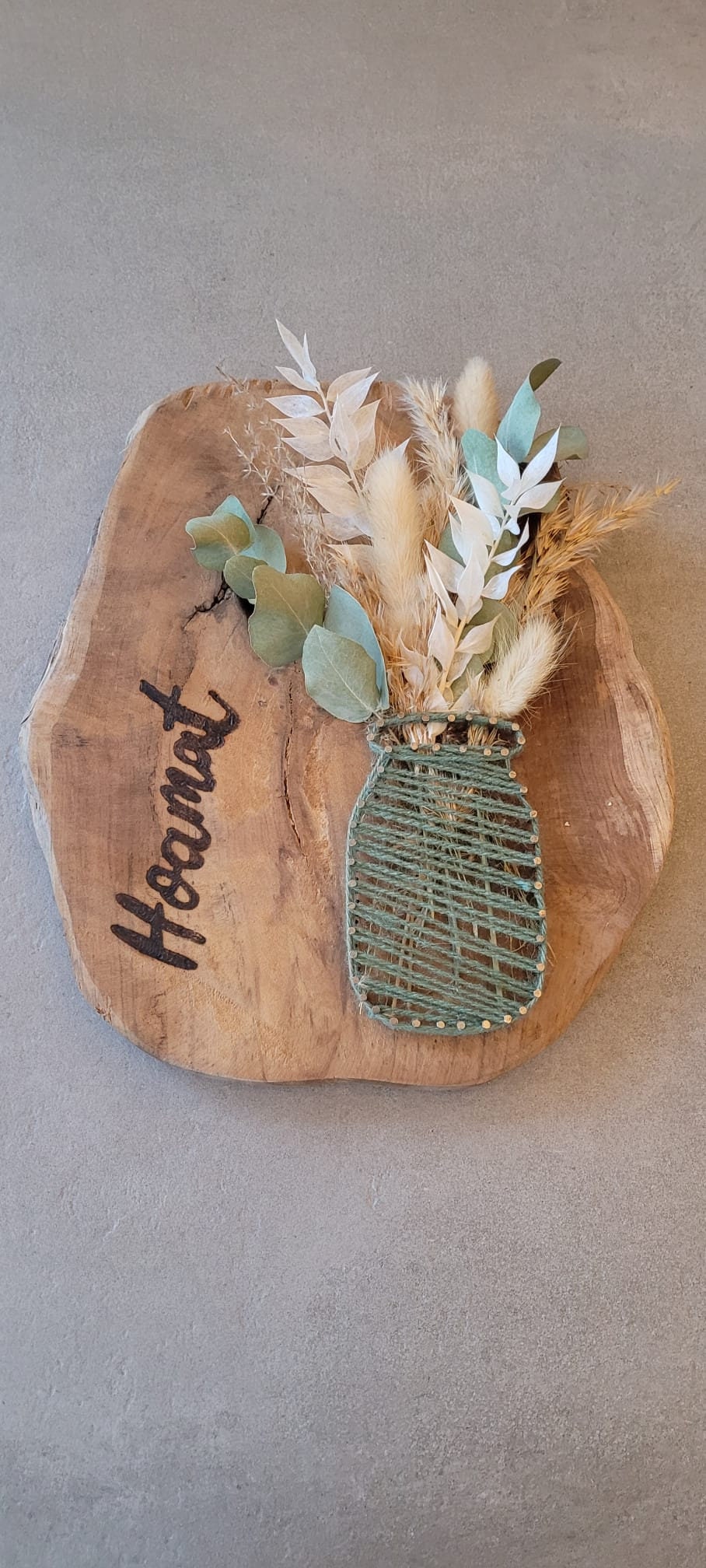 String Wrapped Vase Thread Picture / String Art / Vase / Dried Flowers / Wood / Wool ...