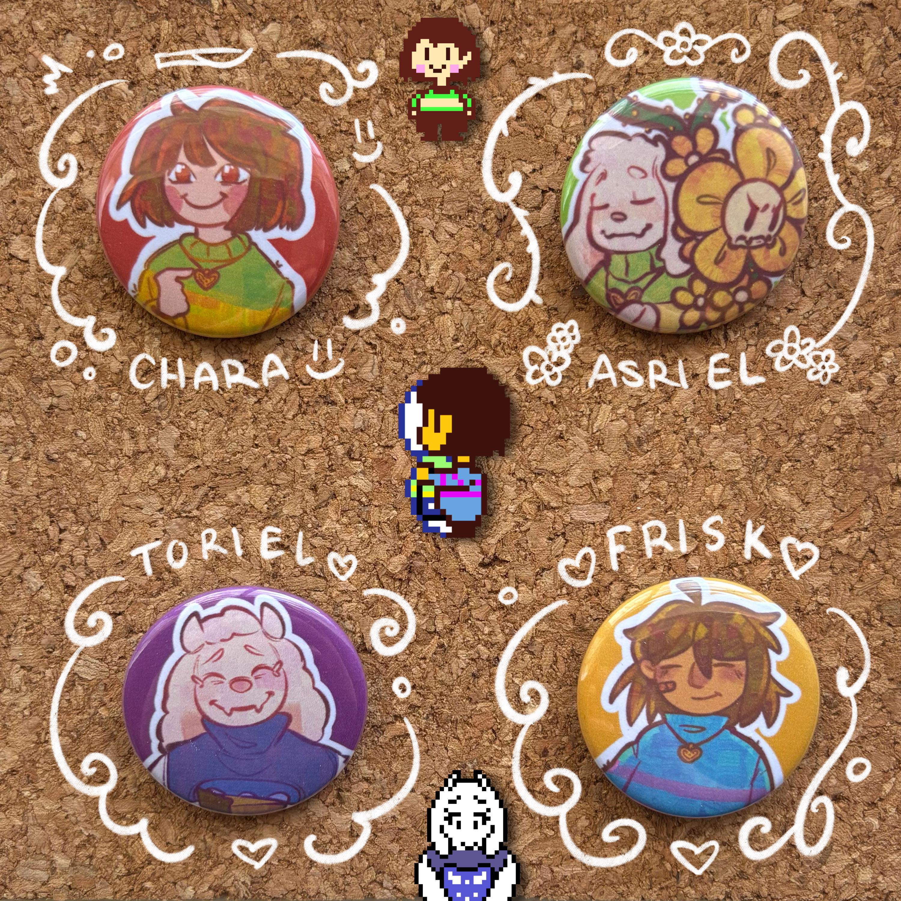 Undertale Block Button UNDERTALE PINBACK BUTTONS - (sans, Papyrus, Frisk, Chara, Asriel/flowey ...