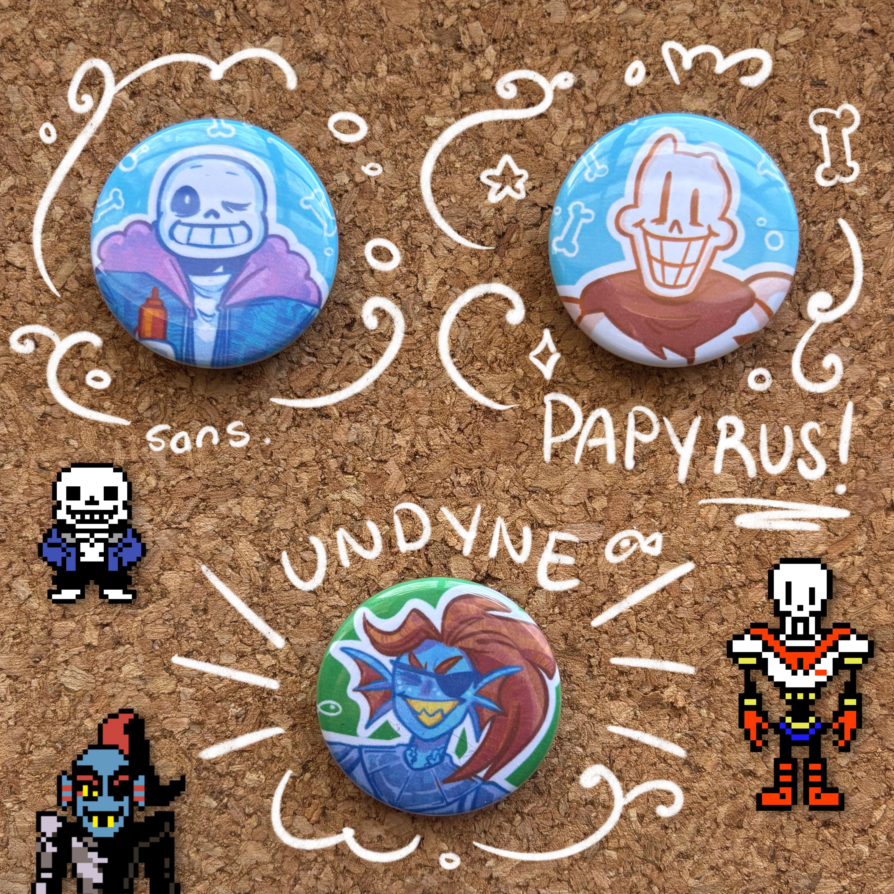 Undertale Block Button UNDERTALE PINBACK BUTTONS - (sans, Papyrus, Frisk, Chara, Asriel/flowey ...