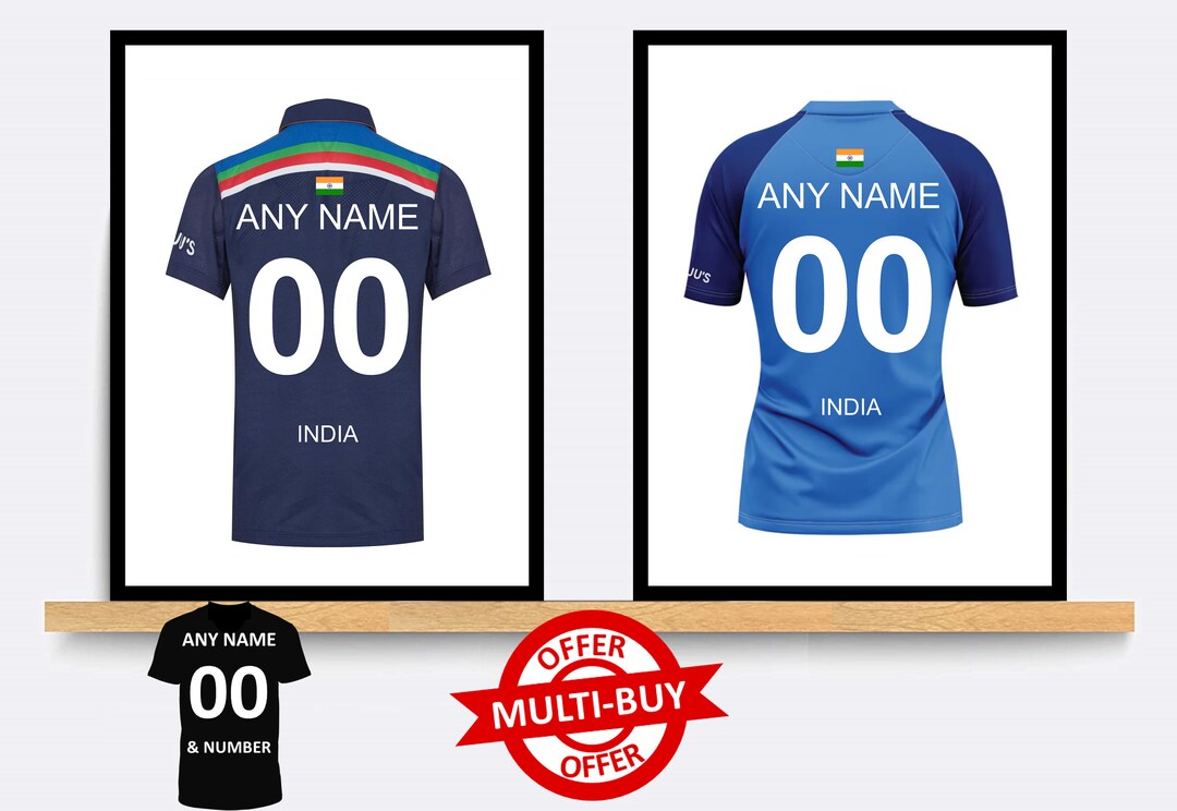 Personalised India Cricket Shirt Print Wall Art Poster Custom Home