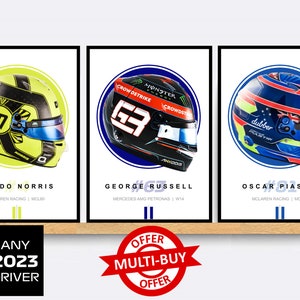 Formula 1 Print F1 Helmet Poster Formula One 2023 Drivers Racing Wall Art Gift