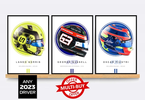 Formula 1 Print F1 Helmet Poster Formula One 2023 Drivers Racing Wall Art Gift