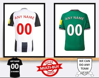 Maglia da calcio personalizzata del Newcastle, stampa, poster da parete, idea regalo per decorazioni per la casa, qualsiasi nome, numero, stampe