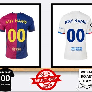 Personalised Barcelona Football Shirt Print Wall Art Poster Custom Home Decor Gift Idea Any Name Number Prints
