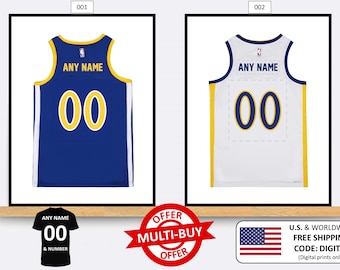 Gepersonaliseerde Golden State Warriors Basketball Jersey Print Wall Art Poster Custom Home Decor Cadeau-idee Elke naam Nummer wordt afgedrukt