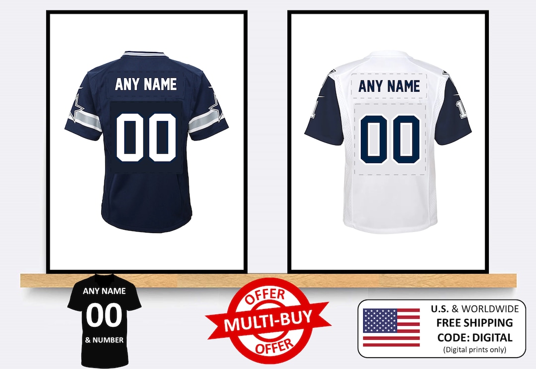 Personalised Dallas Cowboys American Football Jersey Print Wall Art ...