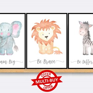 Safari Animal Print Wall Art Poster Bebé Vivero Dormitorio Niño Regalo Niños Carteles Jungle Safari Animales de Granja Conjunto de 3 Safari Impresiones Boho