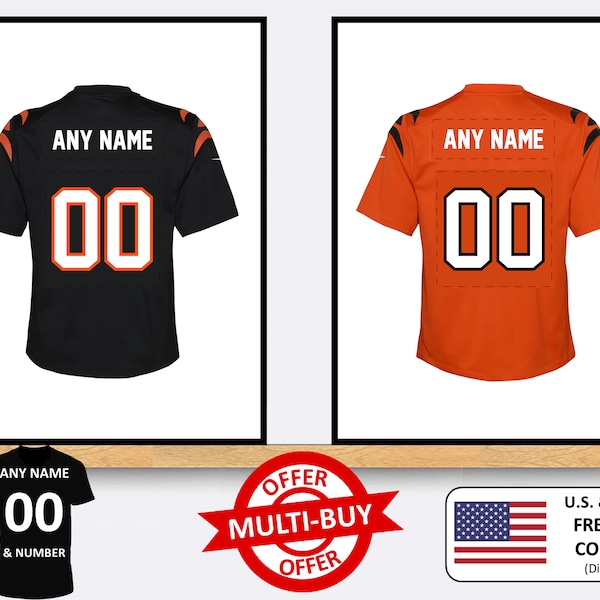 Personalised Cincinatti Bengals American Football Jersey Print Wall Art Poster Custom Home Decor Gift Idea Any Name Number Prints