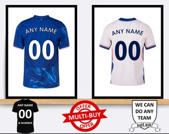 Personalised Chelsea Football Shirt Print Wall Art Poster Custom Home Decor Gift Idea Any Name Number Prints