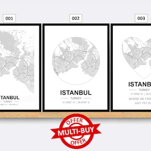 Mapa de ruas de Istambul Turquia impressão mapa da cidade arte de parede pôster monocromático