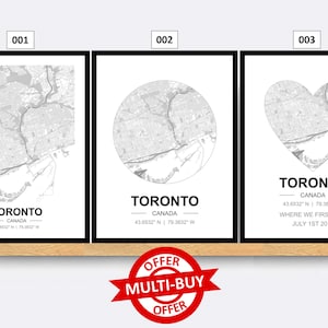 Toronto Canada Street Map Print City Map Wall Art Poster Monochrome