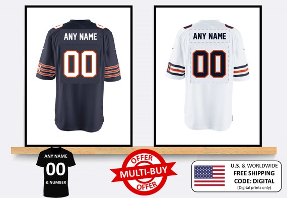 Personalised Chicago Bears American Football Jersey Print Wall Art Poster Custom Home Decor Gift Idea Any Name Number Prints Etsy UK