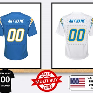Personalised Los Angeles Chargers American Football Jersey Print Wall Art Poster Custom Home Decor Gift Idea Any Name Number Prints