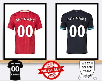 Personalised Liverpool Football Shirt Print Wall Art Poster Custom Home Decor Gift Idea Any Name Number Prints