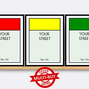 Personalised Monopoly Print Wall Art Poster Custom Property Home Decor Gift Idea Any Street Name Number Board Game Prints image 6