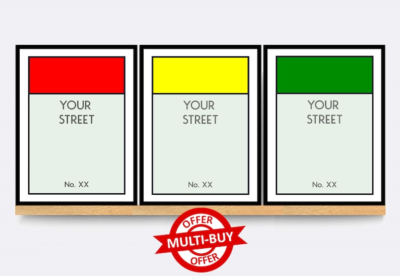 Personalised Monopoly Print Wall Art Poster Custom Property Home Decor Gift Idea Any Street Name Number Board Game Prints image 6