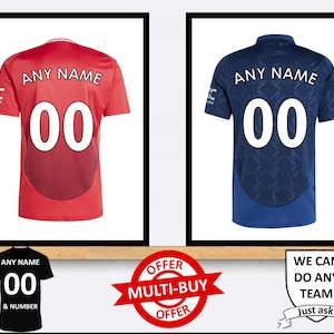 Personalised Manchester United Football Shirt Print Wall Art Poster Custom Home Decor Gift Idea Any Name Number Man Utd Prints