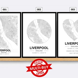 Liverpool England Street Map Print City Map Wall Art Poster Monochrome United Kingdom