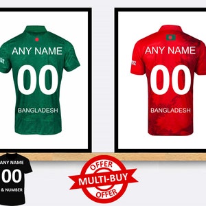Personalised Bangladesh Cricket Shirt Print Wall Art Poster Custom Home Decor Gift Idea Any Name Number Prints