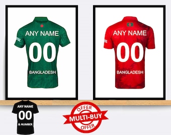 Personalised Bangladesh Cricket Shirt Print Wall Art Poster Custom Home Decor Gift Idea Any Name Number Prints