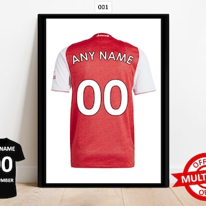 Personalised Arsenal Football Shirt Print Wall Art Poster Custom Home Decor Gift Idea Any Name Number Prints