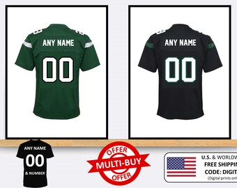 Personalised New York Jets American Football Jersey Print Wall Art Poster Custom Home Decor Gift Idea Any Name Number Prints