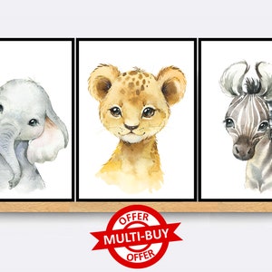 Safari Animal Print Wall Art Poster Bebé Vivero Dormitorio Niño Regalo Niños Carteles Jungle Safari Animales de Granja Conjunto de 3 Safari Impresiones Boho