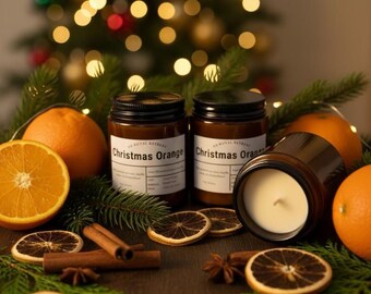 Handgemaakte sojakaars: sinaasappelgeur - decoratie winter