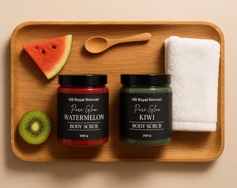 Exfoliërende suikerscrub watermeloen en kiwi | Handgemaakte veganistische bodyscrub | Cadeau natuurlijke huid