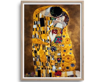 Gustav Klimt, The Kiss, Linen Canvas Oil Painting