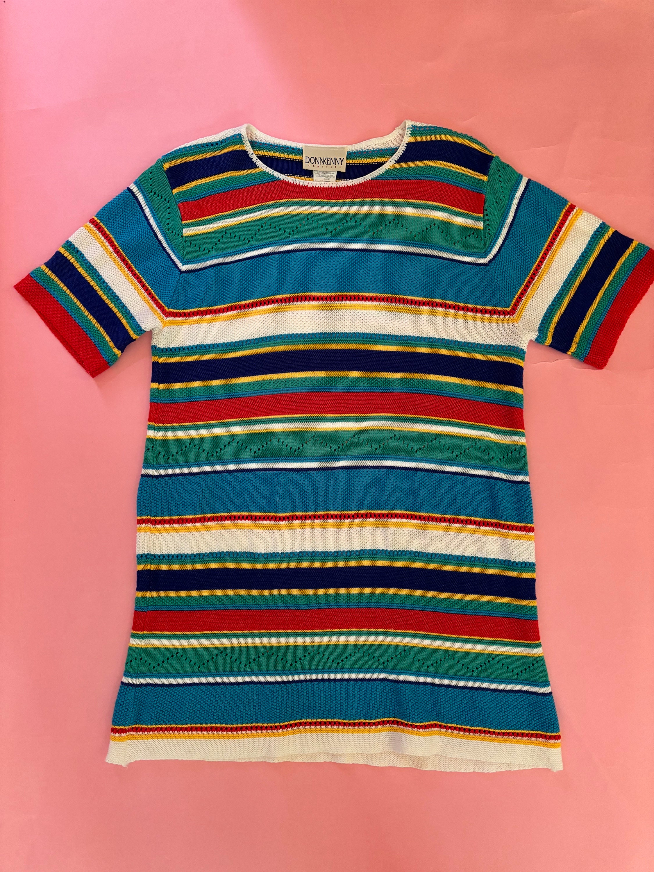 VINTAGE 60s Don Kenny Rayon Knit Mini Dress - Red/white