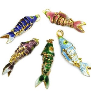 Bohemian Fashion Tribal Jewelry Paperclip Chain Cloisonne Fish Necklace Evil Eye Protection Good Luck Amulet Pisces