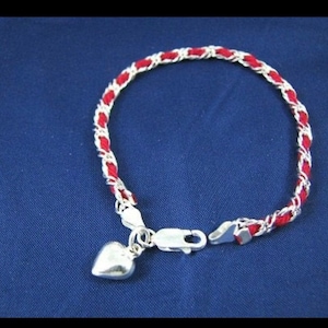 Judaica Authentic Sterling Silver (925) Kabbalah Red Bendel String Protection Good Luck Amulet Bracelet with Charm